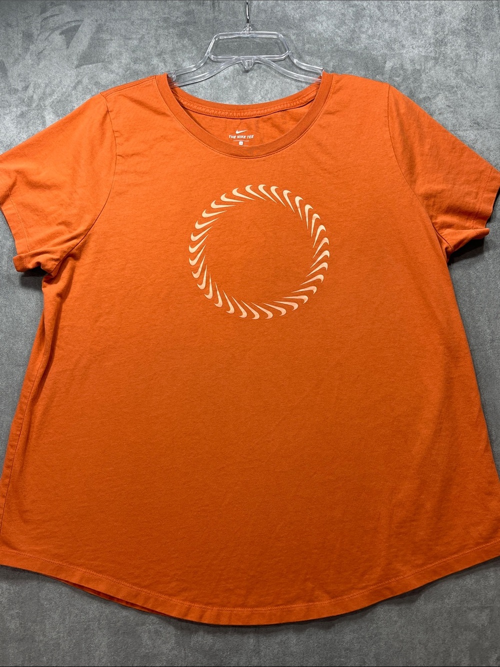 Nike Women's 1X Orange Swoosh Circle Graphic Cotton T-Shirt